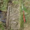 Archaeological works, Stone 7 prior to lifting, St Columba's Chapel, Aiginis, Isle of Lewis