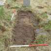 Archaeological works, Stone 7, area of disturbance following lifting, St Columba's Chapel, Aiginis, Isle of Lewis
