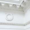 Detail of plasterwork and cornice on stairwell at third floor of No 19 Belhaven Terrace West, Glasgow. 