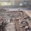 Archaeological excavation, General views of clay bonded walls 112 and 117 , Queen Street, Jedburgh