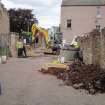 Archaeological excavation, General view of works on departure, Queen Street, Jedburgh