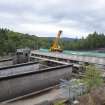 View of aqueduct twin intake gates, new automatic cleaning smolt screens being installed