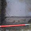 Watching brief, Gravestone (003) in situ as a step, 401-2 Strathbrock Parish Church, Uphall