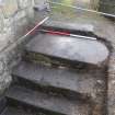 Watching brief, Gravestone (003) in situ as a step, 401-2 Strathbrock Parish Church, Uphall