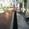 Watching brief, Pipe trench looking toward the church yard, 401-2 Strathbrock Parish Church, Uphall