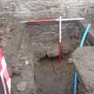 Watching brief, Hole exterior showing foundation stones, 401-2 Strathbrock Parish Church, Uphall