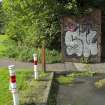 Detail of graffitti wall on southside of Dunnikier Works.