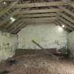 Standing building survey, Unit 6, interior NW-facing wall and roof trusses, Stroupster Farm, Caithness