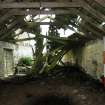 Standing building survey, Unit 6, interior collapsed roof and existing trusses, Stroupster Farm, Caithness