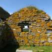Historic building survey, McVicar Chapel, interior, E-facing gable wall, Teampull na Trionaid, Cairinis, North Uist, Western Isles