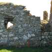 Historic building survey, McVicar Chapel, exterior, W-facing gable wall, Teampull na Trionaid, Cairinis, North Uist, Western Isles