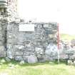Historic building survey, Enclosure, exterior, W-facing elevation, Teampull na Trionaid, Cairinis, North Uist, Western Isles