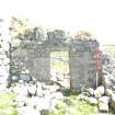 Historic building survey, Enclosure, interior W-facing elevation, doorway, Teampull na Trionaid, Cairinis, North Uist, Western Isles