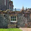 Historic building survey, E-facing elevation of the garage, Conservatory and garage, Thirlstane Castle, Lauder, Scottish Borders