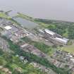 General oblique aerial view of Union Street, Harbour and Dock in Industrial and Shoreline Area of Townscape Character, Bo'ness, taken from SE.