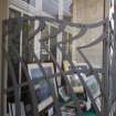 Detail of decorative ironwork screens on window at No 28 South Street, Bo'ness.