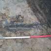 Archaeological evaluation, Trench 14 Field Drain exposed but intact, Site 13, Borders Railway Project