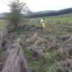 Archaeological evaluation, General view of cairn within setting on railway, Site 622, Borders Railway Project