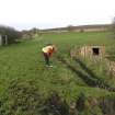 Field survey, Small brick built shed with a concrete roof and wooden door (site 348), Borders Railway Project