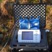 Ground penetrating radar survey, GPR data logger with display, Loch of Yarrows, Highland