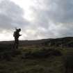 Ground penetrating radar survey, GPS survey in progress at S Yarrows Site 1, Loch of Yarrows, Highland