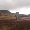 Cultural heritage assessment,  Clach Mhic Mheaos standing stone looking N up Glen Loth, Crakaig Windfarm, Highland