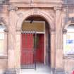 Historic building recording, Detail shot of exterior door, Waterston's Logie Green Printing Works, Edinburgh