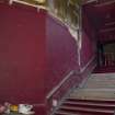 King's Theatre. General view of staircase in vesibule with exposed marble steps and original decor hidden by lowered ceiling.