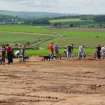 Archaeological excavation, Day 1, Students working, Standingstone, Traprain Law Environs Project Phase 2, East Lothian