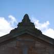 Standing building survey, Outlet house B, Detail of finial atop the NW elevation from NW, Alnwickhill Waterworks, Liberton Gardens, Edinburgh