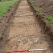 Evaluation photograph, Trench 2 SE end deep plough marks and shallow topsoil, Land to SW of Birse Church, Birse, Aboyne