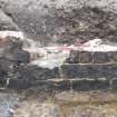 Archaeological evaluation, Internal elevation N-facing of structure [1201] in trench 12, Cathcart Road, Glasgow