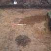 Archaeological evaluation, Trench 1, Shot of post-holes [117]-[119], East Beechwood Farm, Highland
