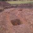 Archaeological evaluation, Curvilinear [5201] slot 2 showing iron object, East Beechwood Farm, Highland