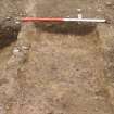 Archaeological excavation, Detail view of modern pit [9015], East Beechwood Farm, Highland