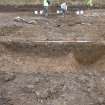 Archaeological excavation, N-facing section, Slot B, Cousland Castle, Midlothian