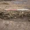 Archaeological excavation, W-facing section, Cousland Castle, Midlothian