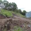 Archaeological evaluation, View along embankment, A77 Pedstrian bridge (High Glengall), Corton, Ayr