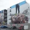 Mural by Fintan Magee, created as part of the Nuart festival, 2017. View from north west. 