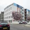 Mural by Fintan Magee, created as part of the Nuart festival, 2017. General view from north. 