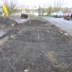 Watching brief, View of central reservation following removal of tree root spoil, Carpark, St Ninian's Way, Linlithgow