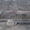 Archaeological excavation, SSE facing section of [001] and upper layers, Post Office Sorting Depot, Brunswick Road, Edinburgh