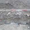Archaeological excavation, SSE facing section of [001] and upper layers, Post Office Sorting Depot, Brunswick Road, Edinburgh