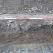 Archaeological excavation, SSE facing section of [001] and upper layers, Post Office Sorting Depot, Brunswick Road, Edinburgh