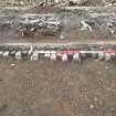 Archaeological excavation, Section shot of [001] at SW edge, Post Office Sorting Depot, Brunswick Road, Edinburgh