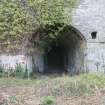 Historic building recording, Detail of entrance to Kiln 9, S elevation, E bank, Limekilns, Harbour Road, Charlestown