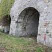 Historic building recording, Detail of entrance to Kilns 9 - 10, S elevation, E bank, Limekilns, Harbour Road, Charlestown