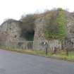 Historic building recording, General view of central area and W bank of Kilns 12 - 14, S elevation, E bank, Limekilns, Harbour Road, Charlestown