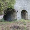 Historic building recording, Detail of entrance to Kilns to the W side (9 - 10), S elevation, E bank, Limekilns, Harbour Road, Charlestown