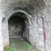 Historic building survey, General view of W wall of Kiln 6, including detail of the roof, Limekilns, Harbour Road, Charlestown